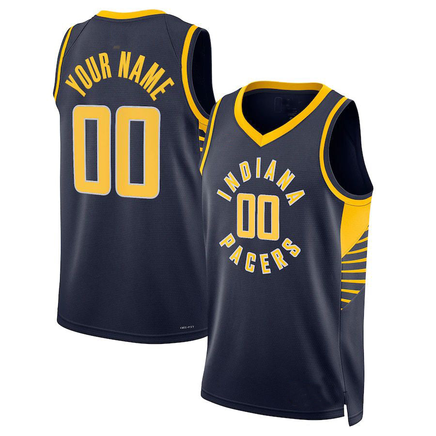 Custom IN.Pacers 2021-22 Diamond Swingman Jersey Icon Edition Navy Stitched Basketball Jersey