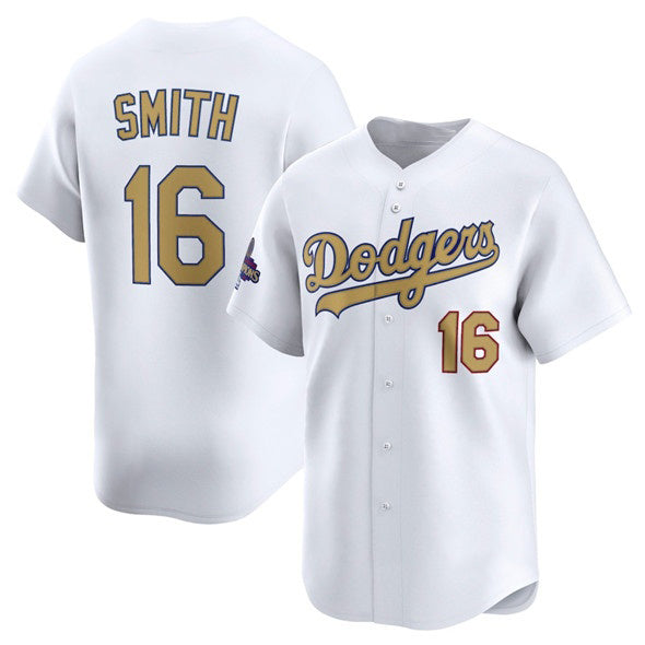 Los Angeles Dodgers #16 Will Smith White CLOTHIN 2025 Gold Collection Limited Stitched Jersey