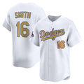 Los Angeles Dodgers #16 Will Smith White CLOTHIN 2025 Gold Collection Limited Stitched Jersey