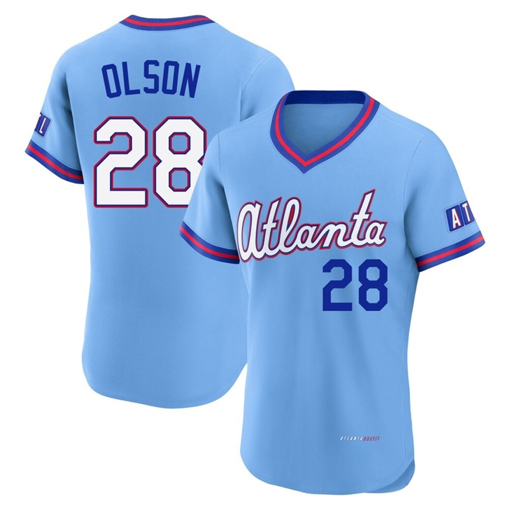 Atlanta Braves #28 Matt Olson Player Powder Blue CLOTHIN 2026 City Connect T-shirt Limited Elite Home Game Stitched Jerseys