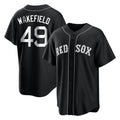 Boston Red Sox #49 Tim Wakefield Player Black CLOTHIN Home Game Stitched Jerseys