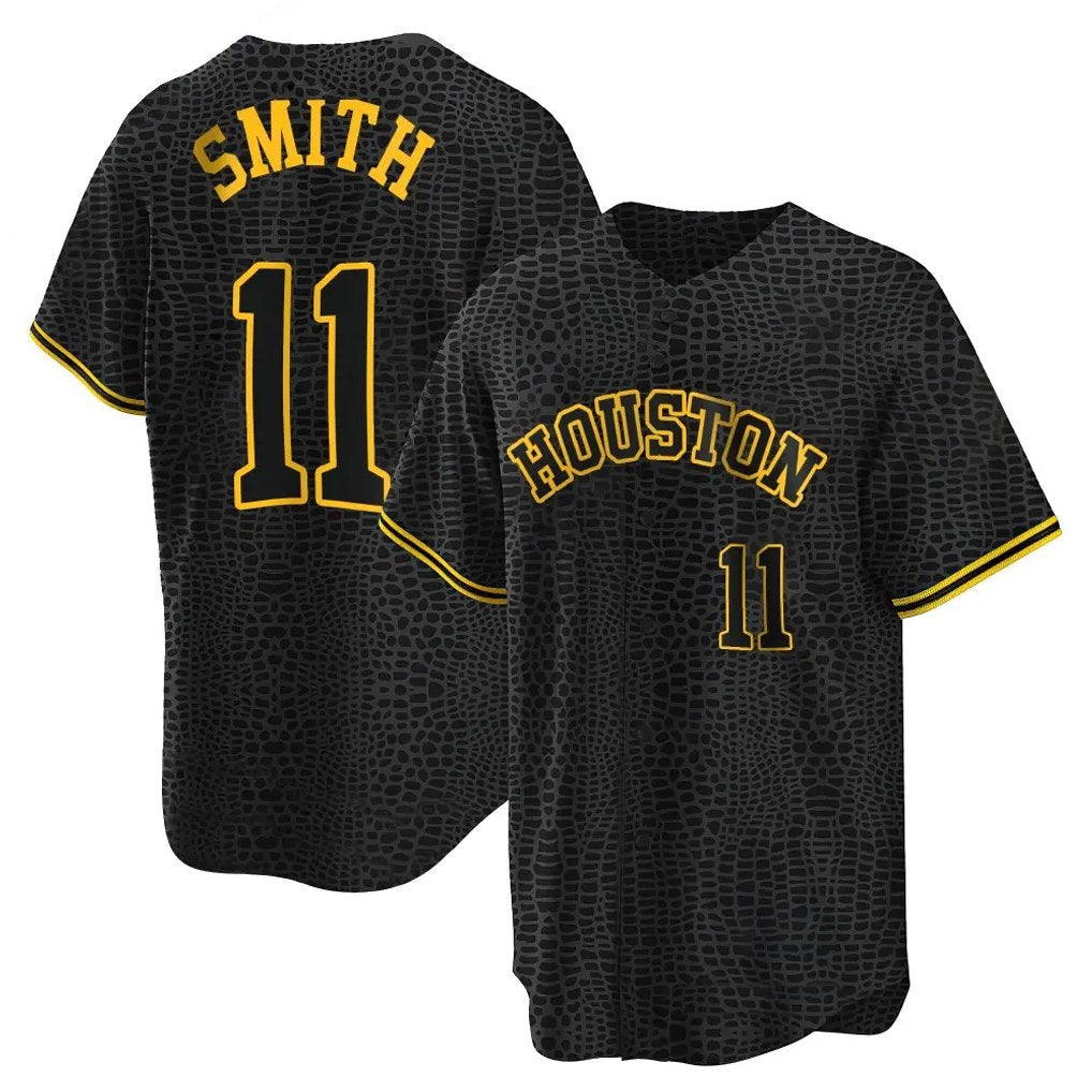 Houston Astros #11 Cam Smith Player Black CLOTHIN Snake Skin City Home Game Stitched Jerseys