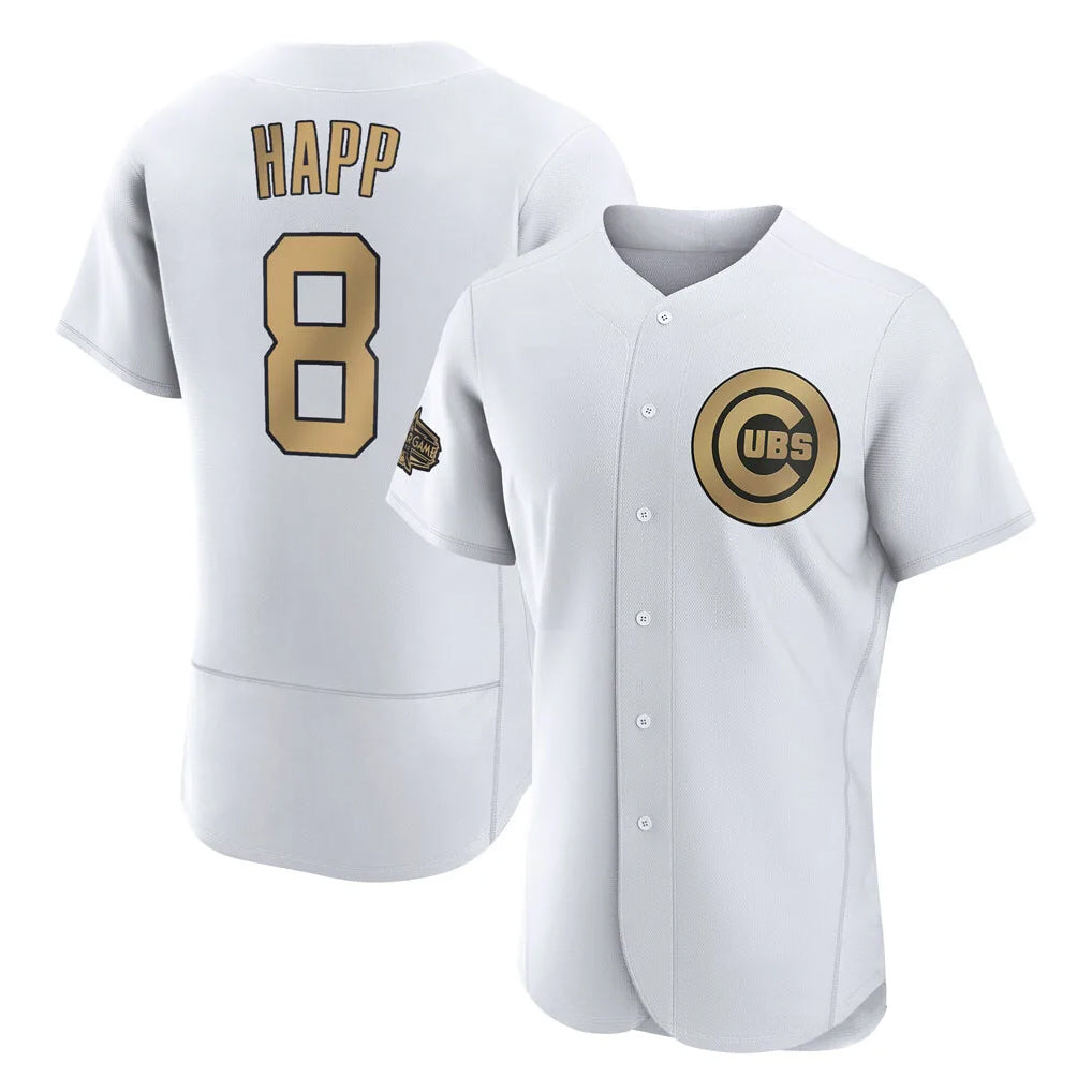 Chicago Cubs #8 Ian Happ Player Gold CLOTHIN All-Star Limited Elite Home Game Stitched Jerseys