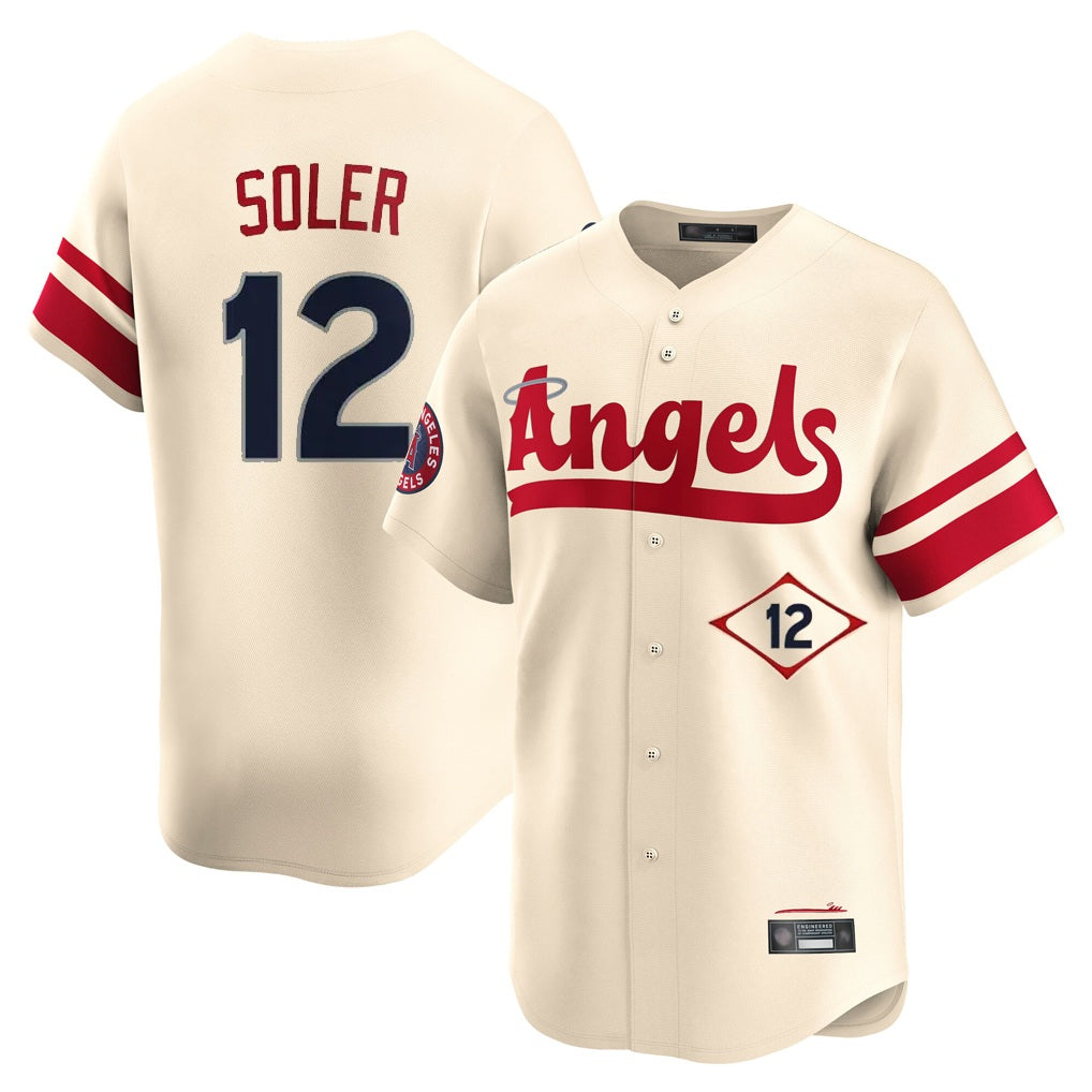 Los Angeles Angels #12 Jorge Soler Player Cream CLOTHIN City Connect Limited Home Stitched Jerseys