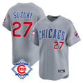Chicago Cubs #27 Seiya Suzuki Player Gray CLOTHIN Road 150th Anniversary Limited Home Stitched Jerseys