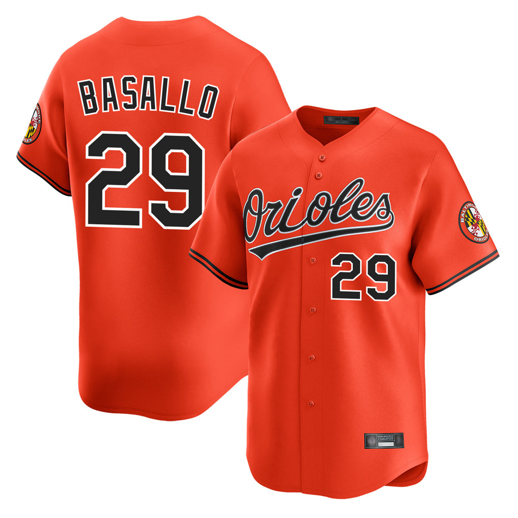 Baltimore Orioles #29 Samuel Basallo Player Orange CLOTHIN Limited Home Game Stitched Jerseys