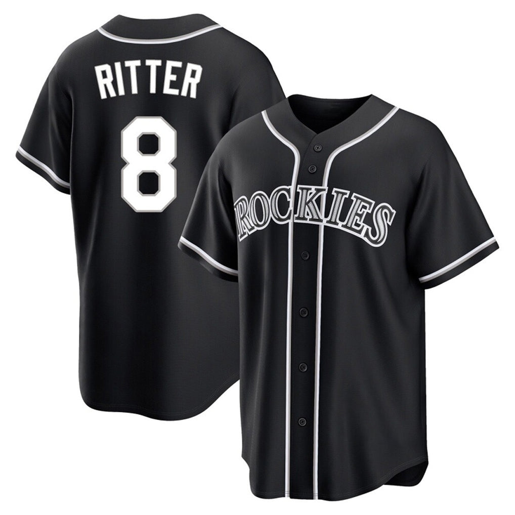 Colorado Rockies #8 Ryan Ritter Player Black CLOTHIN Fashion Out Home Game Stitched Jerseys