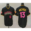 San Diego Padres #13 Manny Machado Number Black CLOTHIN 20th Anniversary Cool Base Stitched Jersey