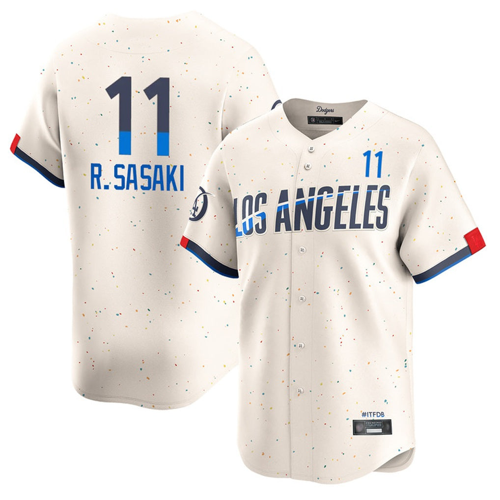 Los Angeles Dodgers #11 Roki Sasaki Player Cream CLOTHIN City Connect Limited Home Stitched Jerseys
