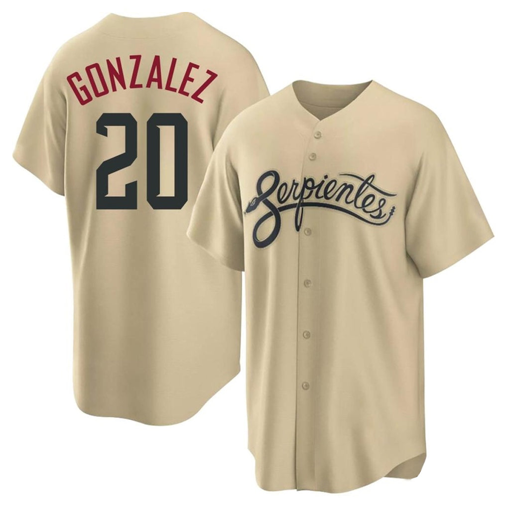 Arizona Diamondbacks #20 Luis Gonzalez Player Tan CLOTHIN City Connect Home Game Stitched Jerseys