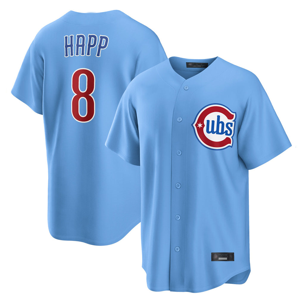 Chicago Cubs #8 Ian Happ Player Light Blue CLOTHIN Home Game Stitched Jerseys
