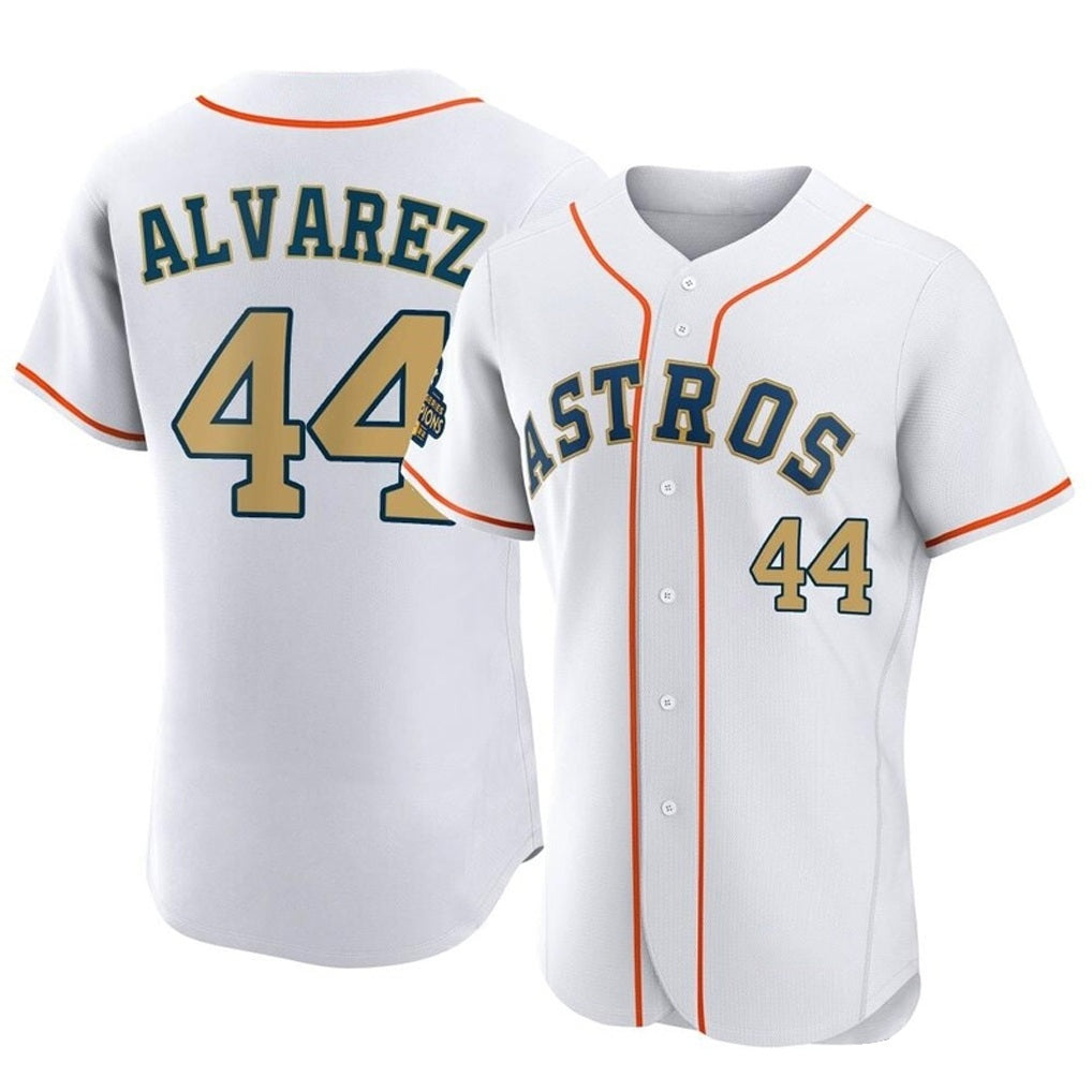 Houston Astros #44 Yordan Alvarez Player Gold CLOTHIN Collection Limited Elite Home Stitched Jerseys