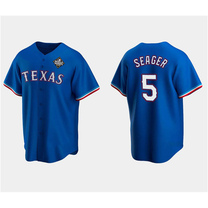 Texas Rangers #5 Corey Seager Royal CLOTHIN 2023 World Series Stitched Jersey