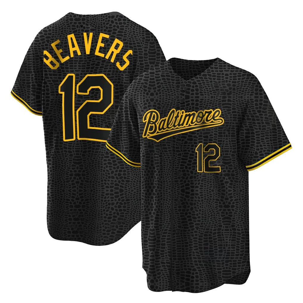 Baltimore Orioles #12 Dylan Beavers Player Black CLOTHIN Snake Skin City Home Game Stitched Jerseys