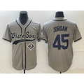 Chicago White Sox #45 Michael Jordan Grey CLOTHIN Cool Base Stitched Jersey 2