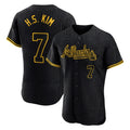 Atlanta Braves #7 Ha-Seong Kim Player Black CLOTHIN Snake Skin City Limited Elite Home Game Stitched Jerseys