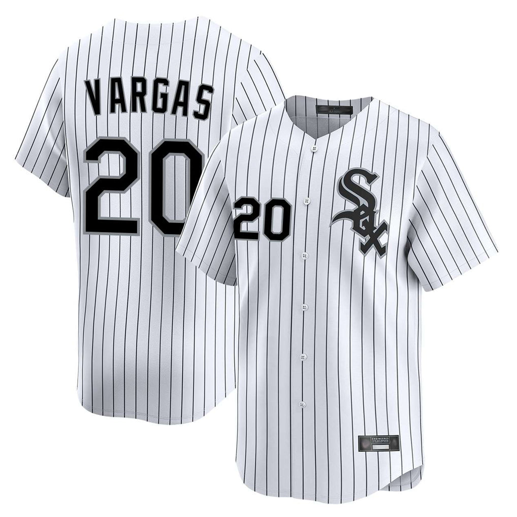 Chicago White Sox #20 Miguel Vargas Player White CLOTHIN Stripe Limited Home Stitched Jerseys