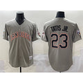 San Diego Padres #23 Fernando Tatis Jr. Gray CLOTHIN Fashion Throwback With Patch Cool Base Stitched Jersey