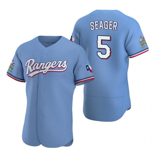 Texas Rangers #5 Corey Seager Light Blue CLOTHIN Flex Base Stitched Jersey