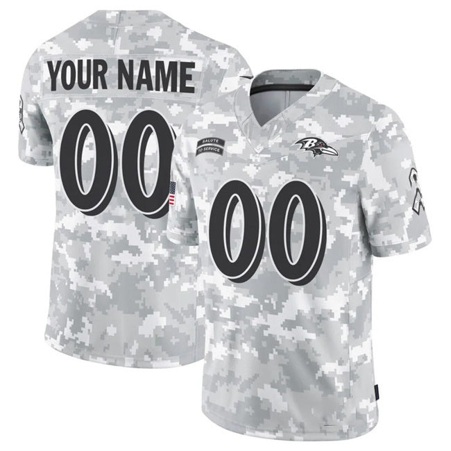 Custom B.Ravens Active Player 2024 F.U.S.E Arctic Camo CLOTHIN Salute To Service Limited Stitched Football Jersey