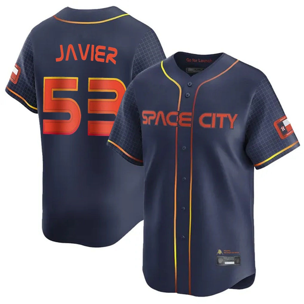 Houston Astros #53 Cristian Javier Player Navy CLOTHIN City Connect Home Limited Stitched Jerseys