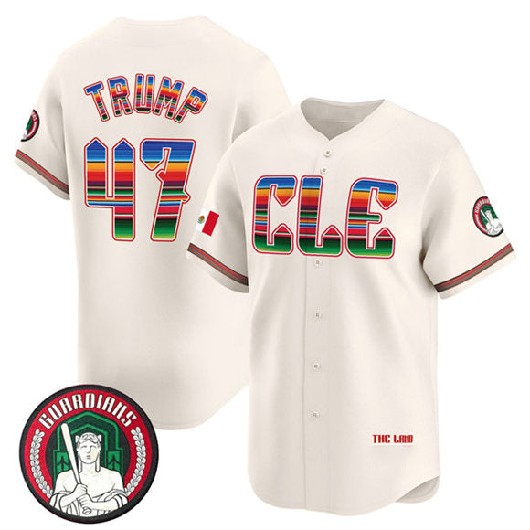 Cleveland Guardians #47 Donald Trump Cream CLOTHIN Mexico Vapor Premier Limited Stitched Jersey