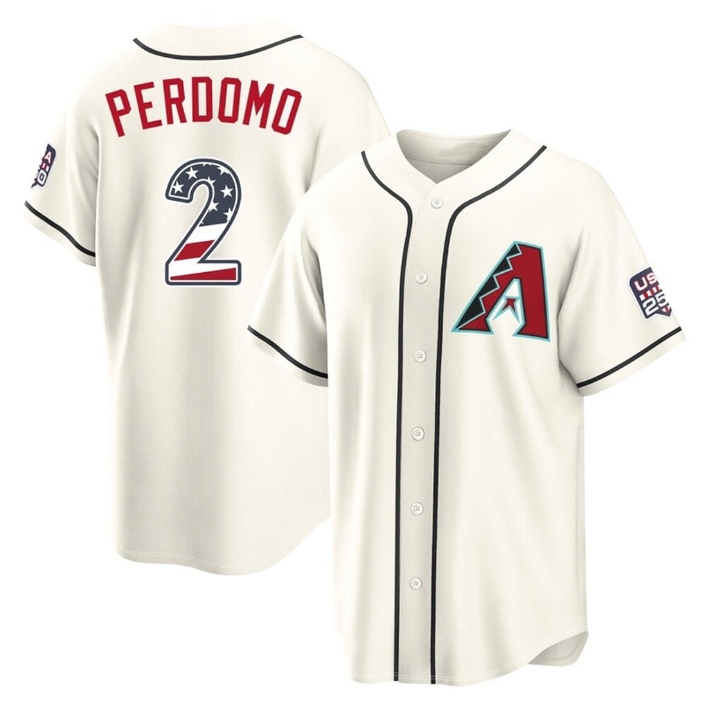 Arizona Diamondbacks #2 Geraldo Perdomo Player Cream CLOTHIN USA 250 Fourth of July Home Game Stitched Jerseys