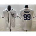 New York Yankees #99 Aaron Judge White CLOTHIN Fashion Cool Base Jersey
