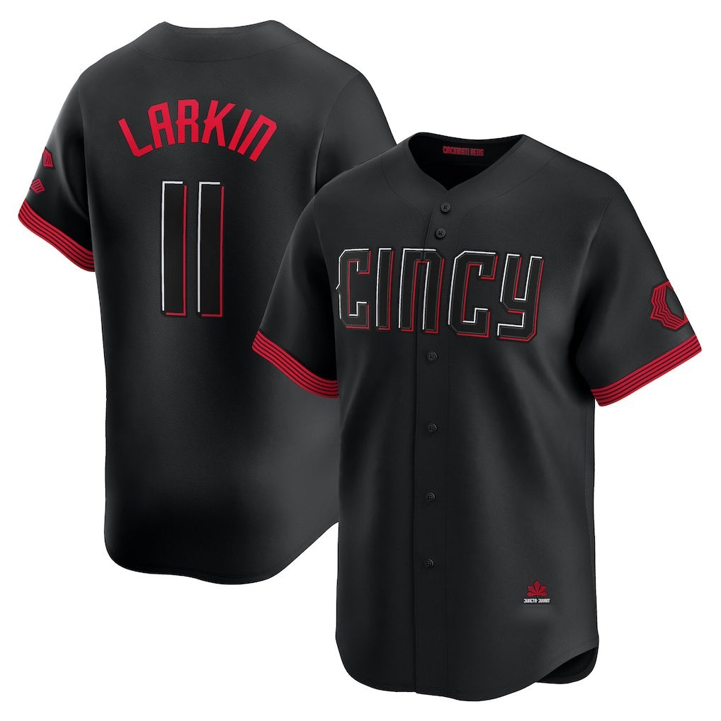 Cincinnati Reds #11 Barry Larkin Black CLOTHIN City Connect Limited Player Jersey