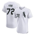 Chicago White Sox #72 Carlton Fisk Player White CLOTHIN Stripe Limited Elite Home Stitched Jerseys