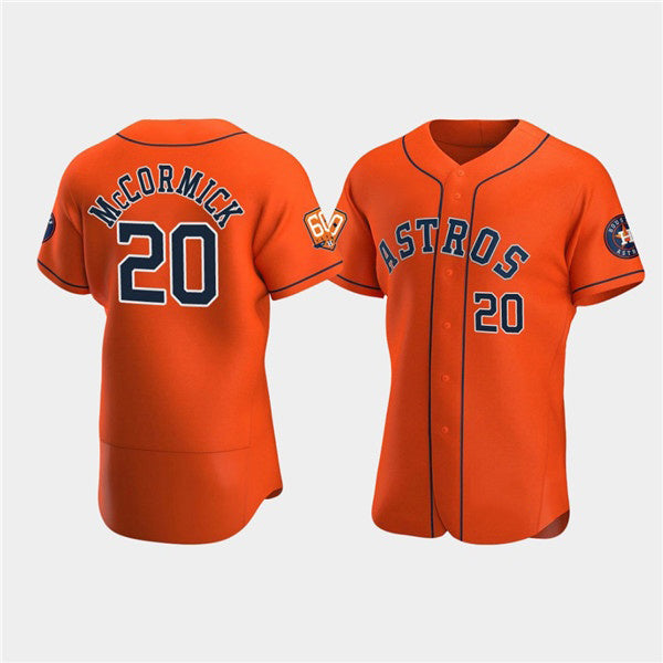 Houston Astros #20 Chas McCormick Orange CLOTHIN 60th Anniversary Flex Base Stitched Jersey