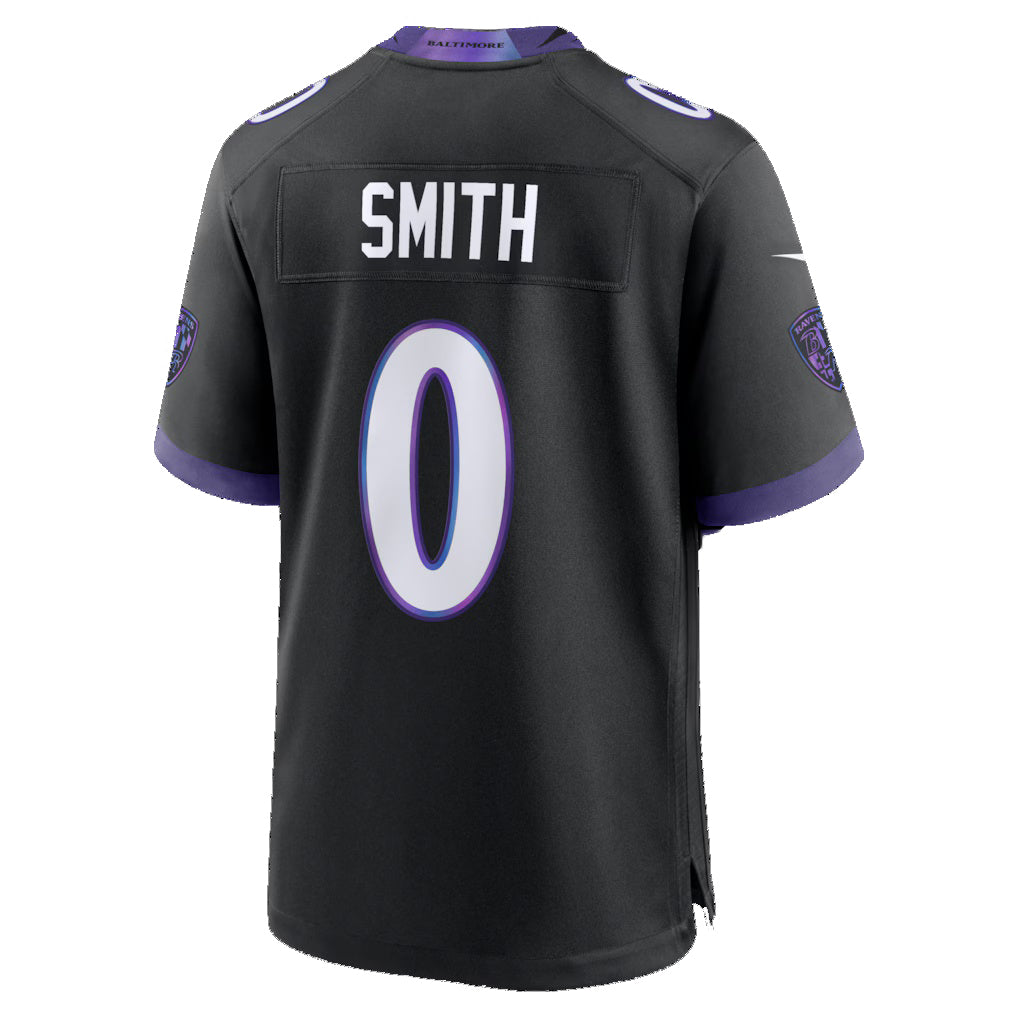 B.Ravens #0 Roquan Smith Black CLOTHIN Alternate Game Jersey