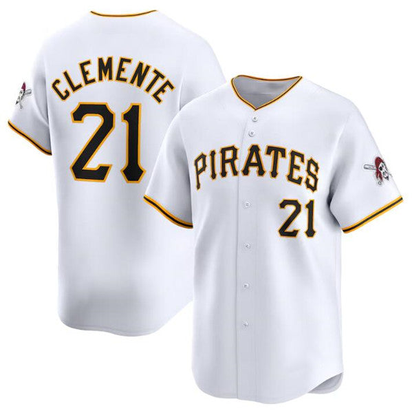 Pittsburgh Pirates #21 Roberto Clemente White CLOTHIN Home Limited Stitched Jersey