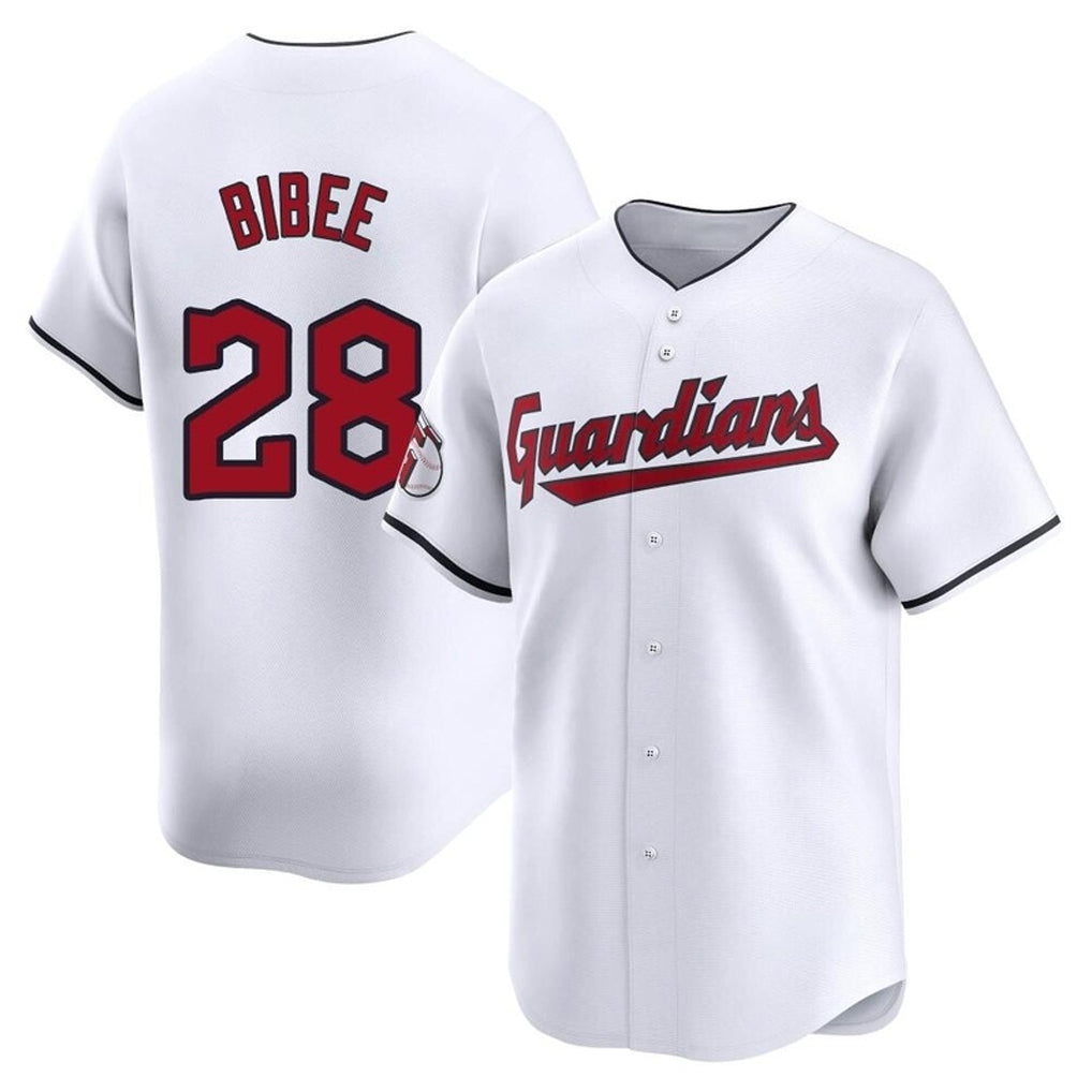 Cleveland Guardians #28 Tanner Bibee Player White CLOTHIN Limited Home Stitched Jerseys