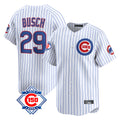 Chicago Cubs #29 Michael Busch Player White CLOTHIN 150th Anniversary Limited Home Game Stitched Jerseys