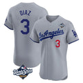 Los Angeles Dodgers #3 Edwin D¨ªaz Player Gray CLOTHIN World Series Limited Elite Home Stitched Jerseys