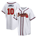 Atlanta Braves #10 Chipper Jones Player White Gold CLOTHIN Home Game Stitched Jerseys