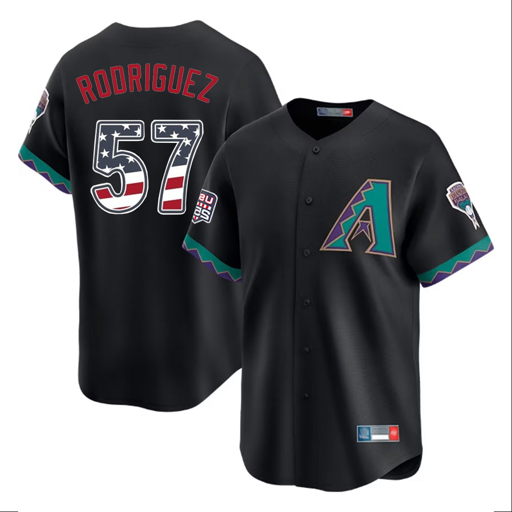 Arizona Diamondbacks #57 Eduardo Rodriguez Player Black CLOTHIN USA 250 Fourth of July Home Game Stitched Jerseys