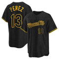 Kansas City Royals #13 Salvador Perez Player Black CLOTHIN Snake Skin City Game Stitched Jerseys