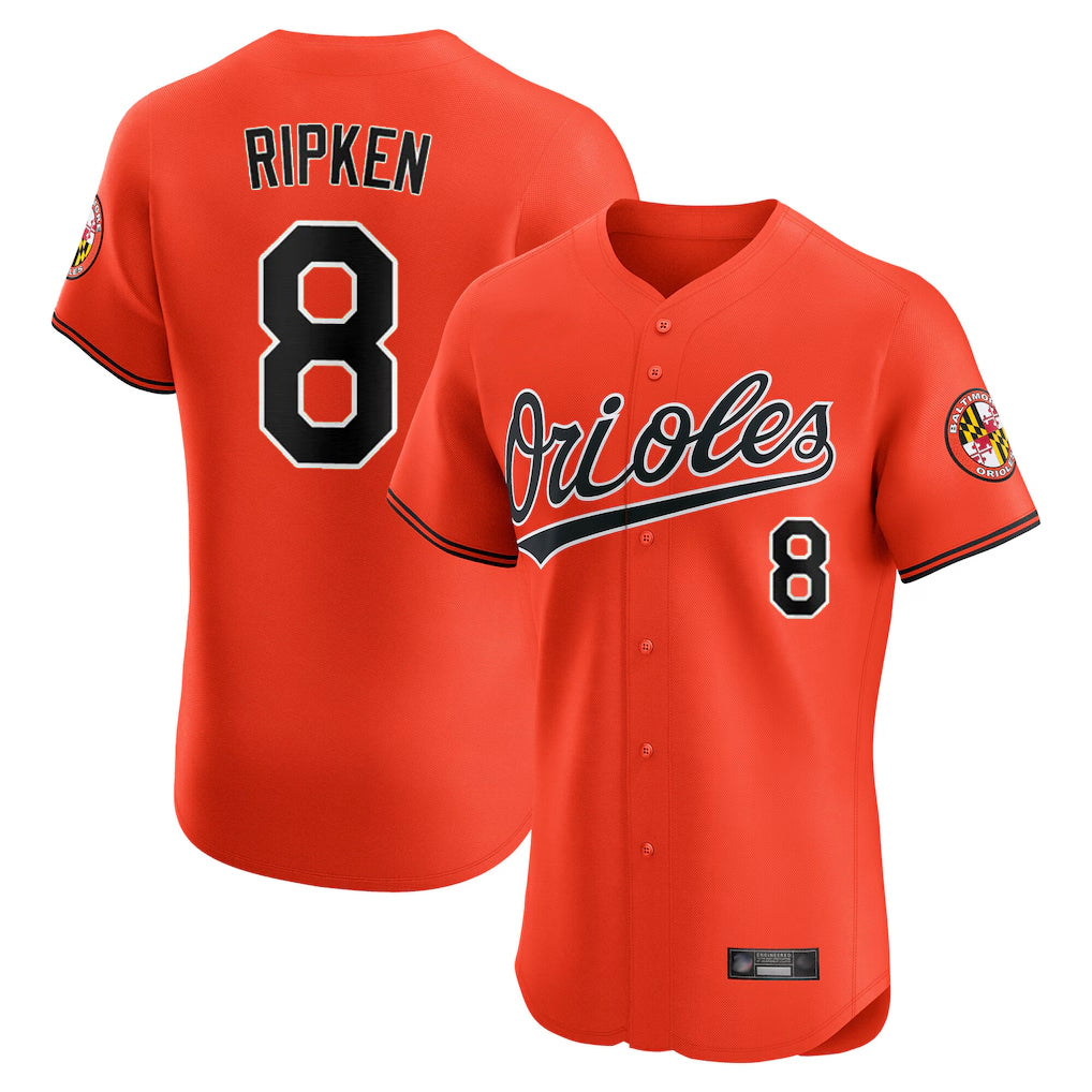 Baltimore Orioles #8 Cal Ripken Player Orange CLOTHIN Limited Elite Home Game Stitched Jerseys