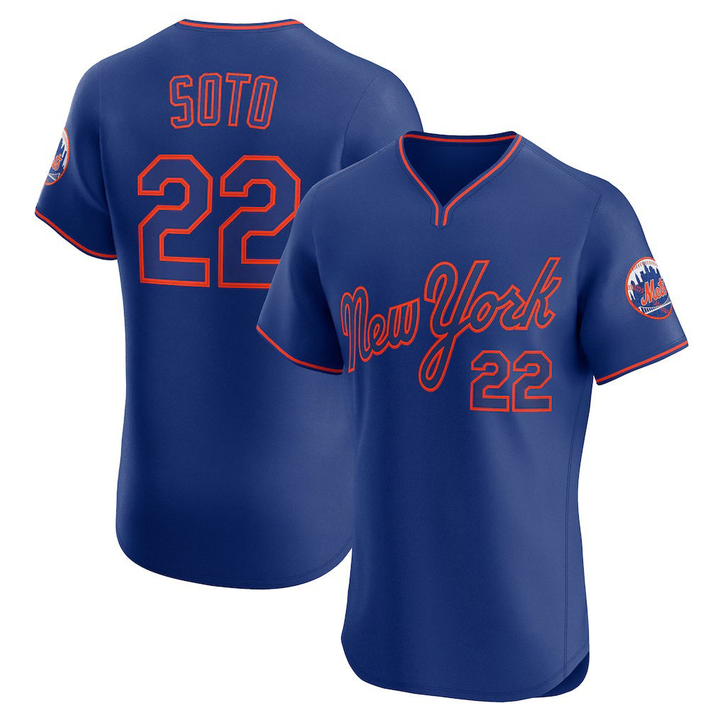 New York Mets #22 Juan Soto Royal CLOTHIN Alternate 2 Elite Jersey