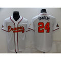 Atlanta Braves #24 Deion Sanders 2022 White Gold CLOTHIN World Series Champions Program Cool Base Stitched Jersey