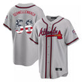Atlanta Braves #56 Spencer Schwellenbach Player Gray CLOTHIN USA 250 Fourth Of July Limited Home Game Stitched Jerseys