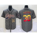 Houston Astros #30 Kyle Tucker Number Grey CLOTHIN Gridiron Cool Base Stitched Jersey