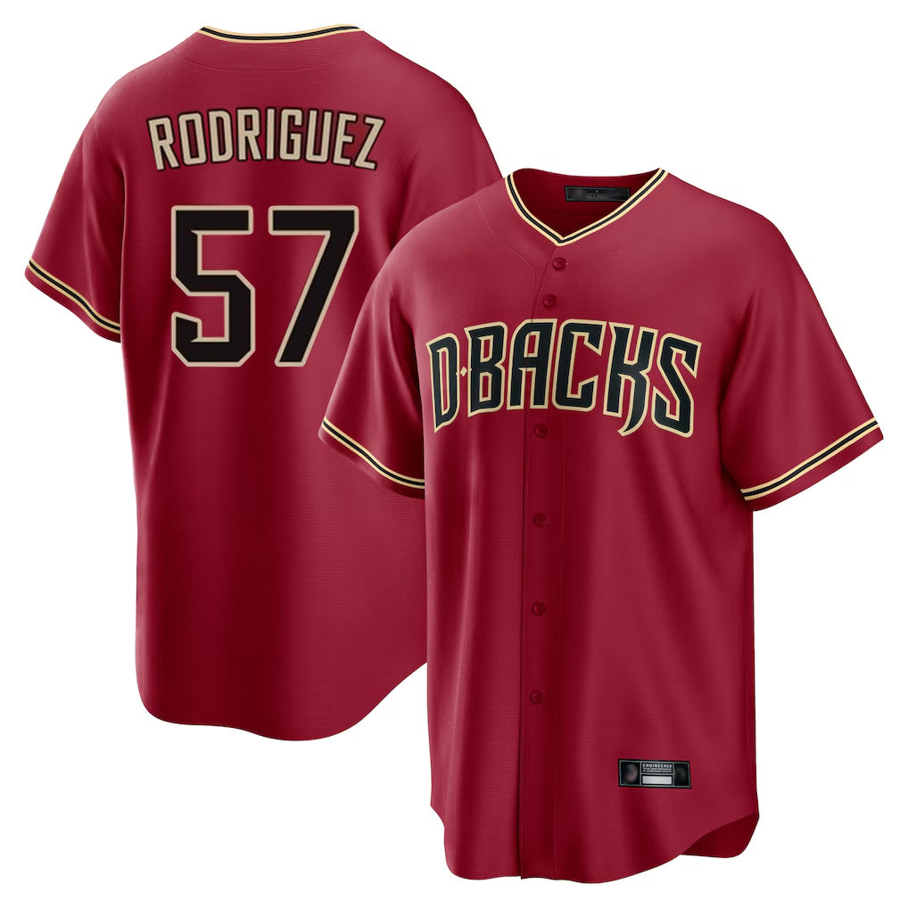 Arizona Diamondbacks #57 Eduardo Rodriguez Player Red CLOTHIN Home Game Stitched Jerseys