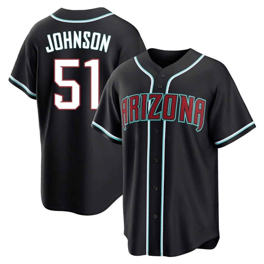 Arizona Diamondbacks #51 Randy Johnson Player Black CLOTHIN Home Game Stitched Jerseys