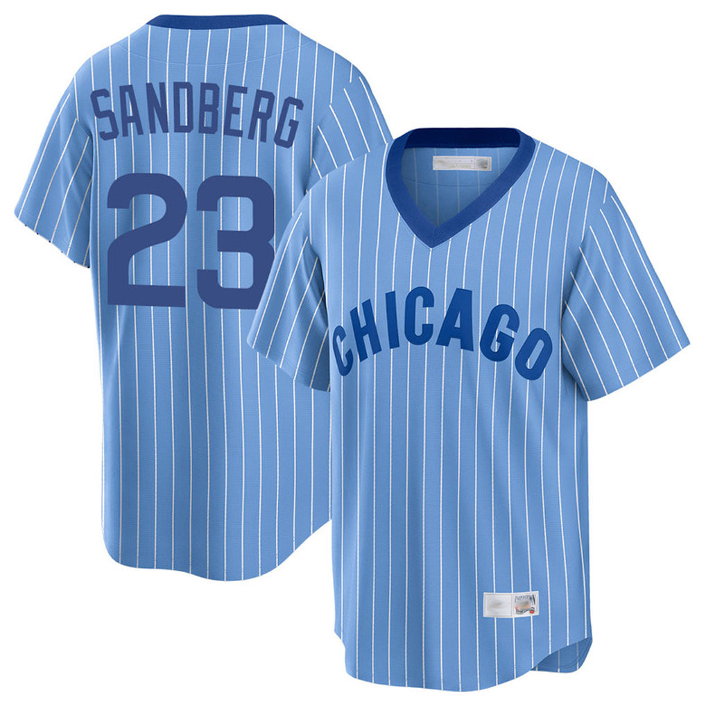 Chicago Cubs #23 Ryne Sandberg Player Blue CLOTHIN T-shirt Cooperstown Collection Limited Stitched Jerseys