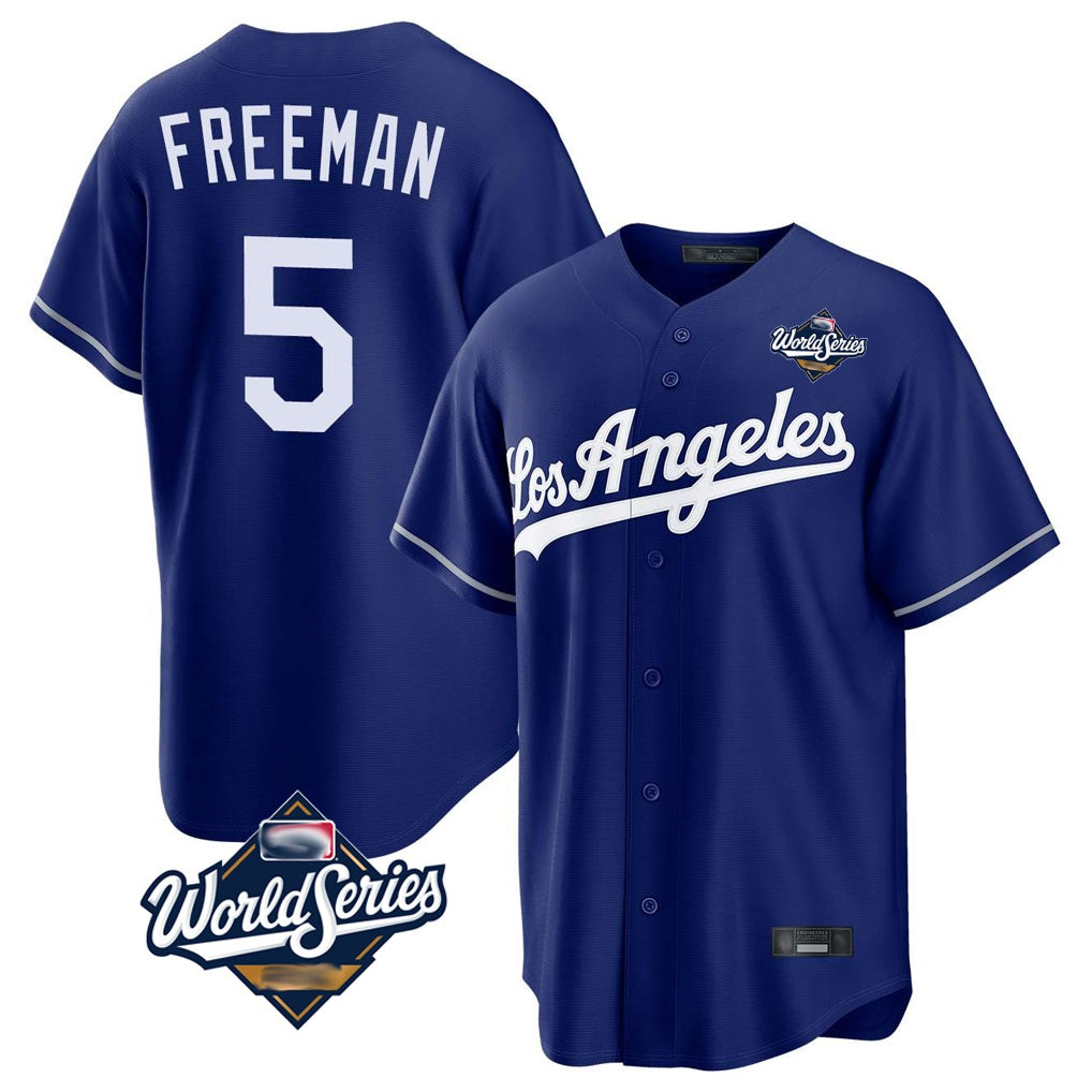 Los Angeles Dodgers #5 Freddie Freeman Player Royal CLOTHIN World Series Game Stitched Jerseys