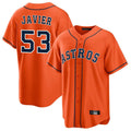 Houston Astros #53 Cristian Javier Player Orange CLOTHIN Home Game Stitched Jerseys