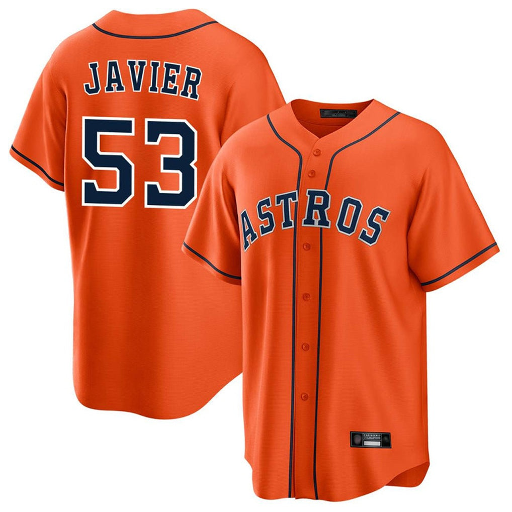 Houston Astros #53 Cristian Javier Player Orange CLOTHIN Home Game Stitched Jerseys